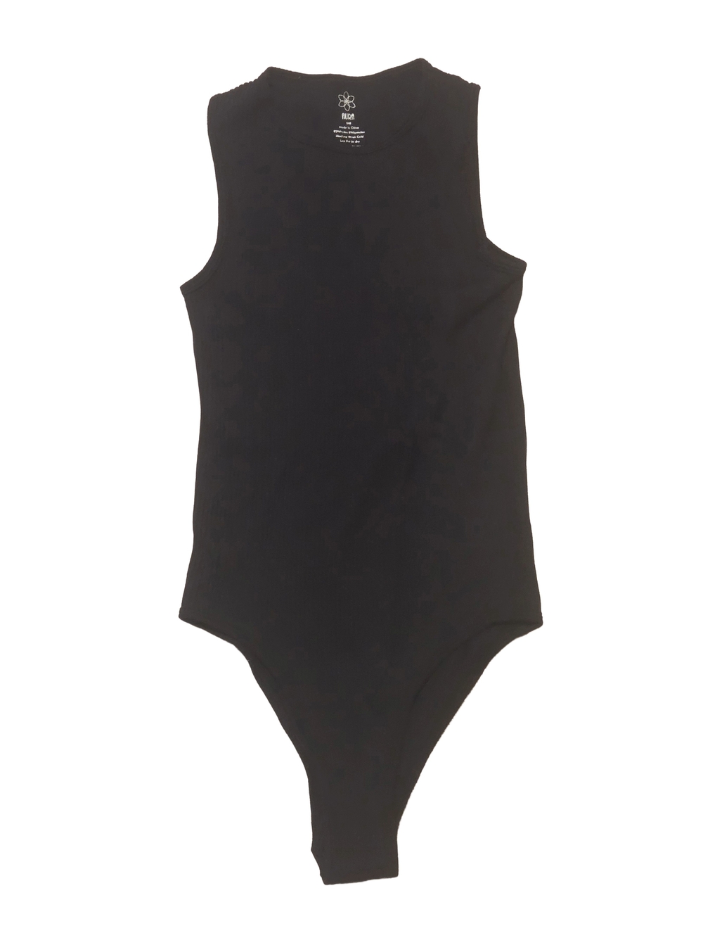 Aura Black Sleeveless Ribbed Bodysuit